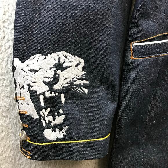 New Sean John Denim Blazer Jacket Embroidered Tiger Mens Size XXL Y2K - Picture 5 of 10